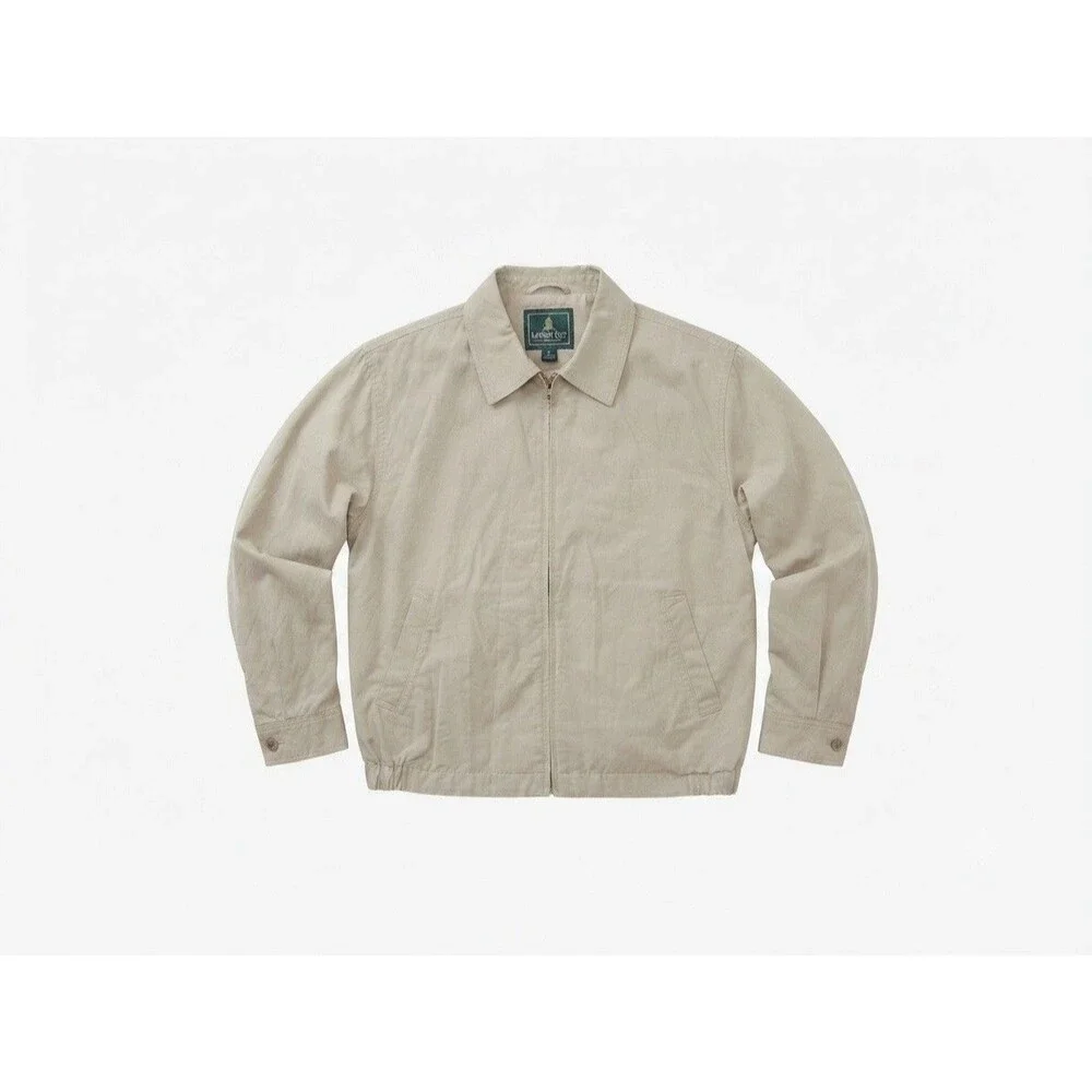 VTG 90s Rainforest Men L Beige Zip Up Jacket Windbreaker Bomber Golf Harrington